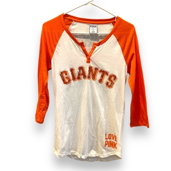 5th & Ocean san francisco giants shirt Sequins White Orange Victoria’s Secret - Picture 1 of 7